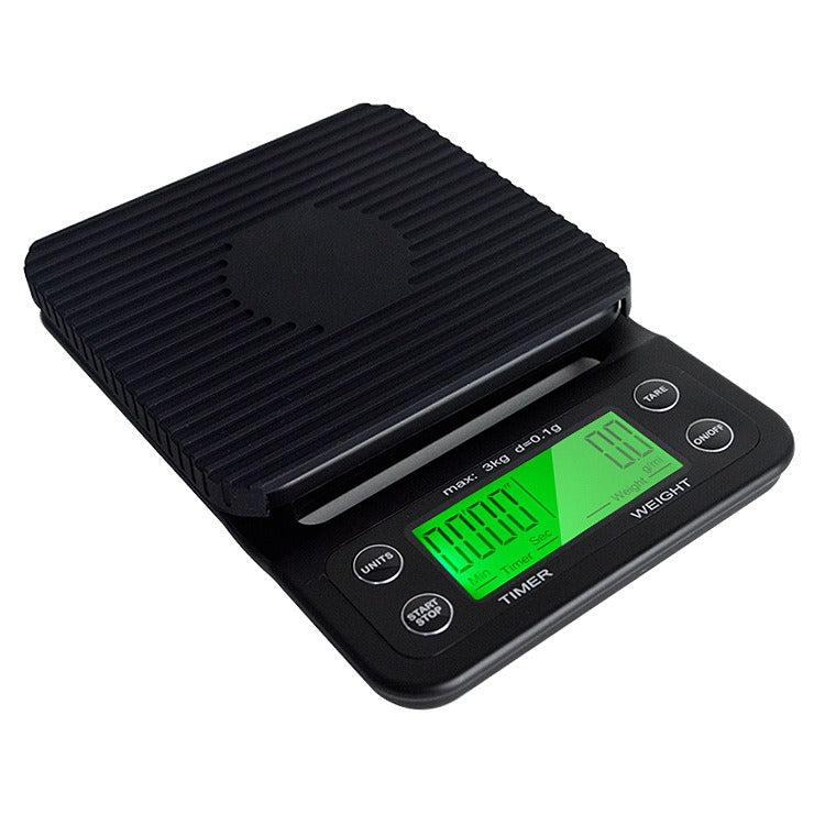 Electronic Coffee Weighing and Timing Scale - Black with Digital Screen