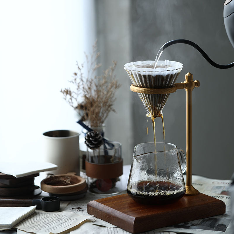 Hand Brewed Coffee Travel Rack - Filter Cup Support with Solid Wood Base