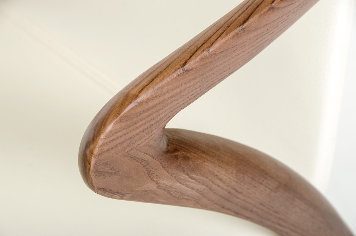Modern Walnut Wood and Leather Dining Chair