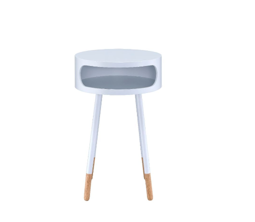 Bentwood Retro Round Wooden End Table - Black or White