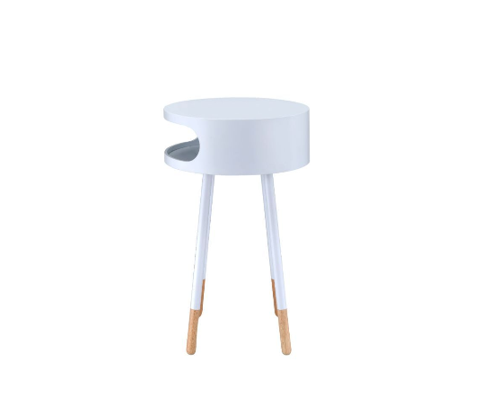 Bentwood Retro Round Wooden End Table - Black or White