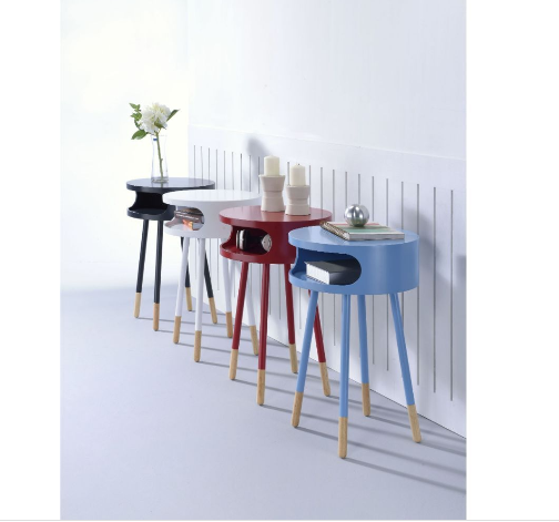Bentwood Retro Round Wooden End Table - Black or White