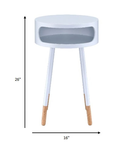Bentwood Retro Round Wooden End Table - Black or White