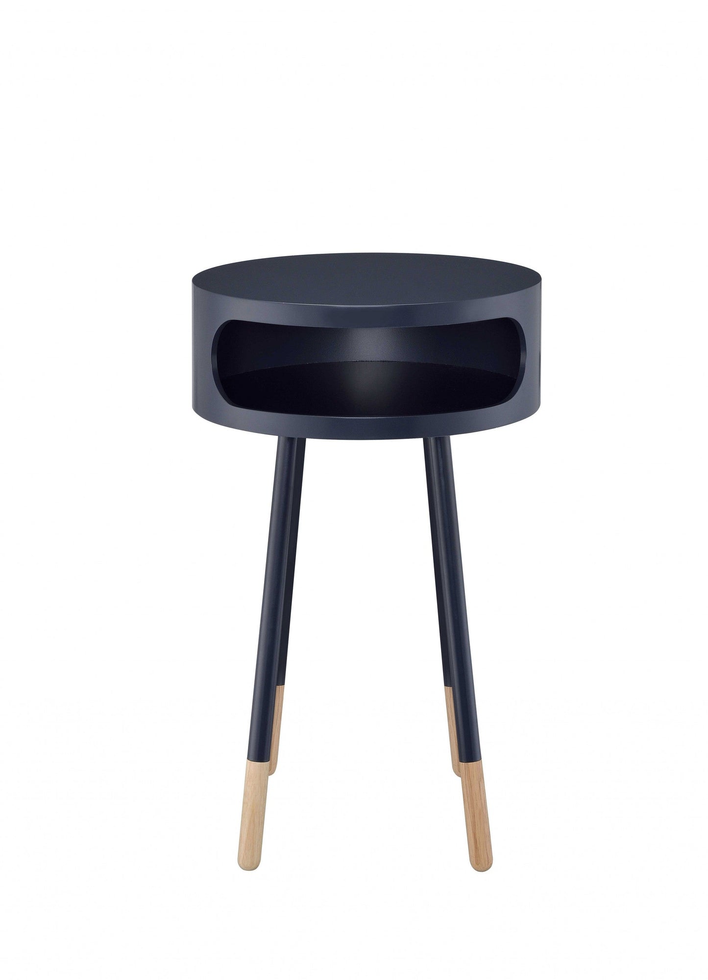 Bentwood Retro Round Wooden End Table - Black or White