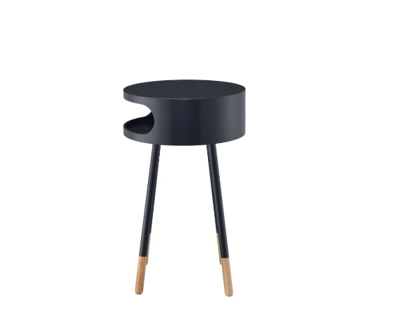 Bentwood Retro Round Wooden End Table - Black or White