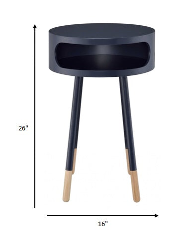Bentwood Retro Round Wooden End Table - Black or White