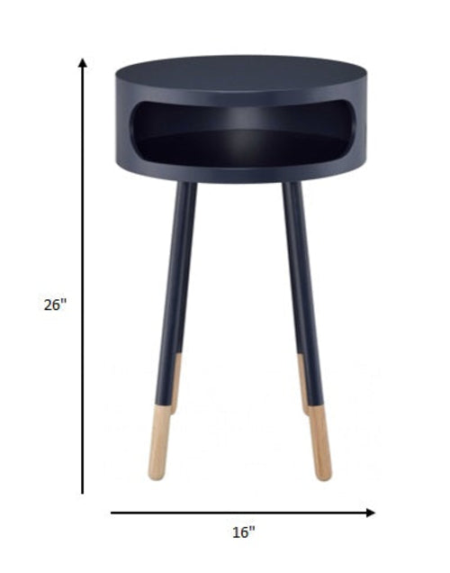 Bentwood Retro Round Wooden End Table - Black or White