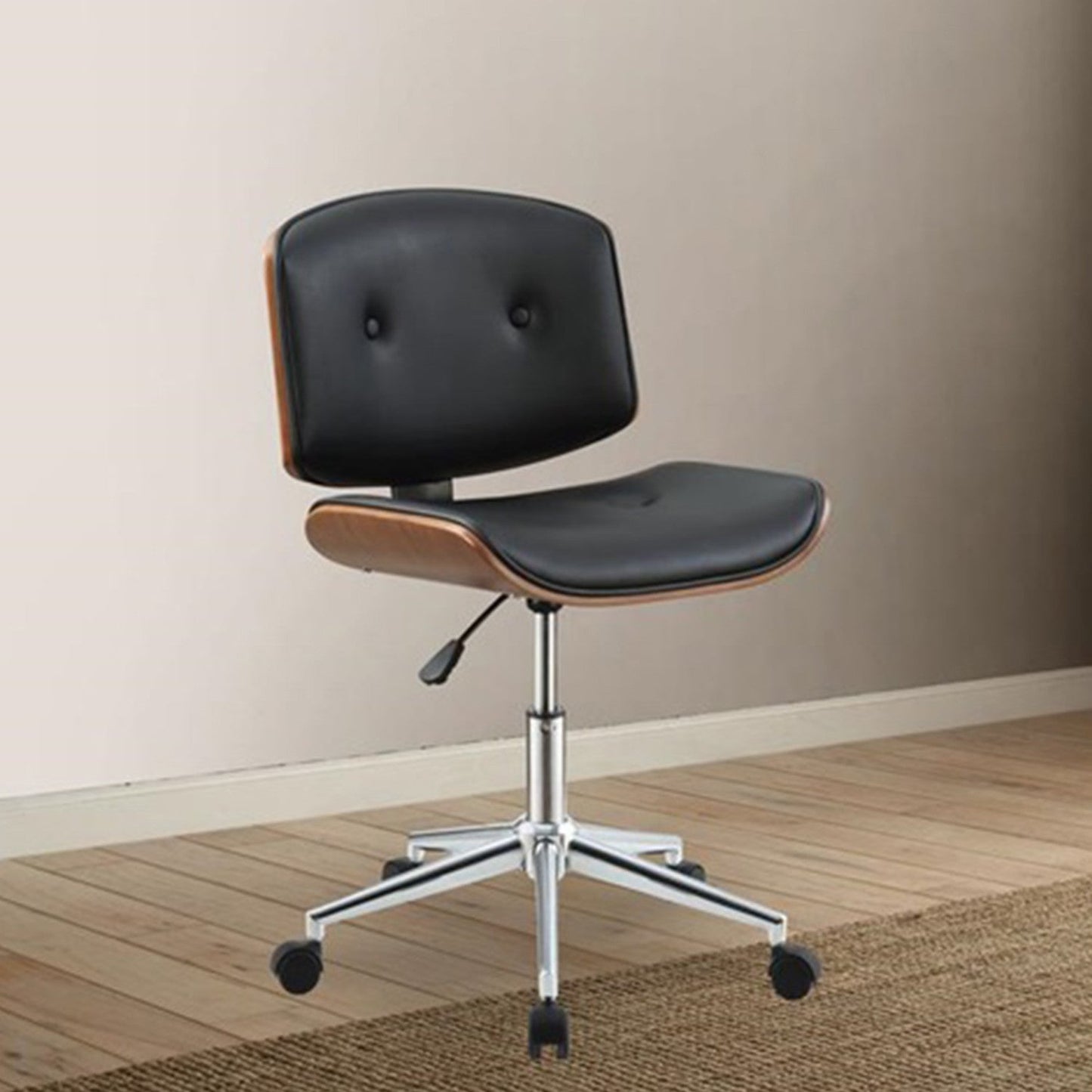 Black And Walnut Office Chair - Classic Design