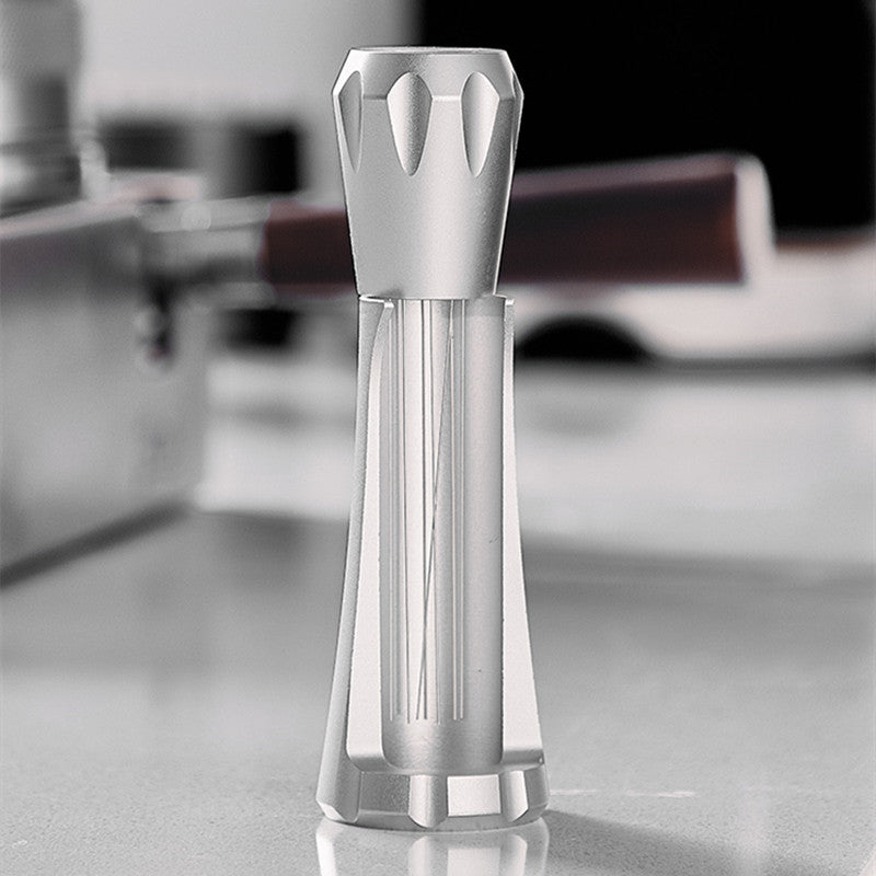 Aluminum Espresso Coffee Needle Distribution Tool with Stand