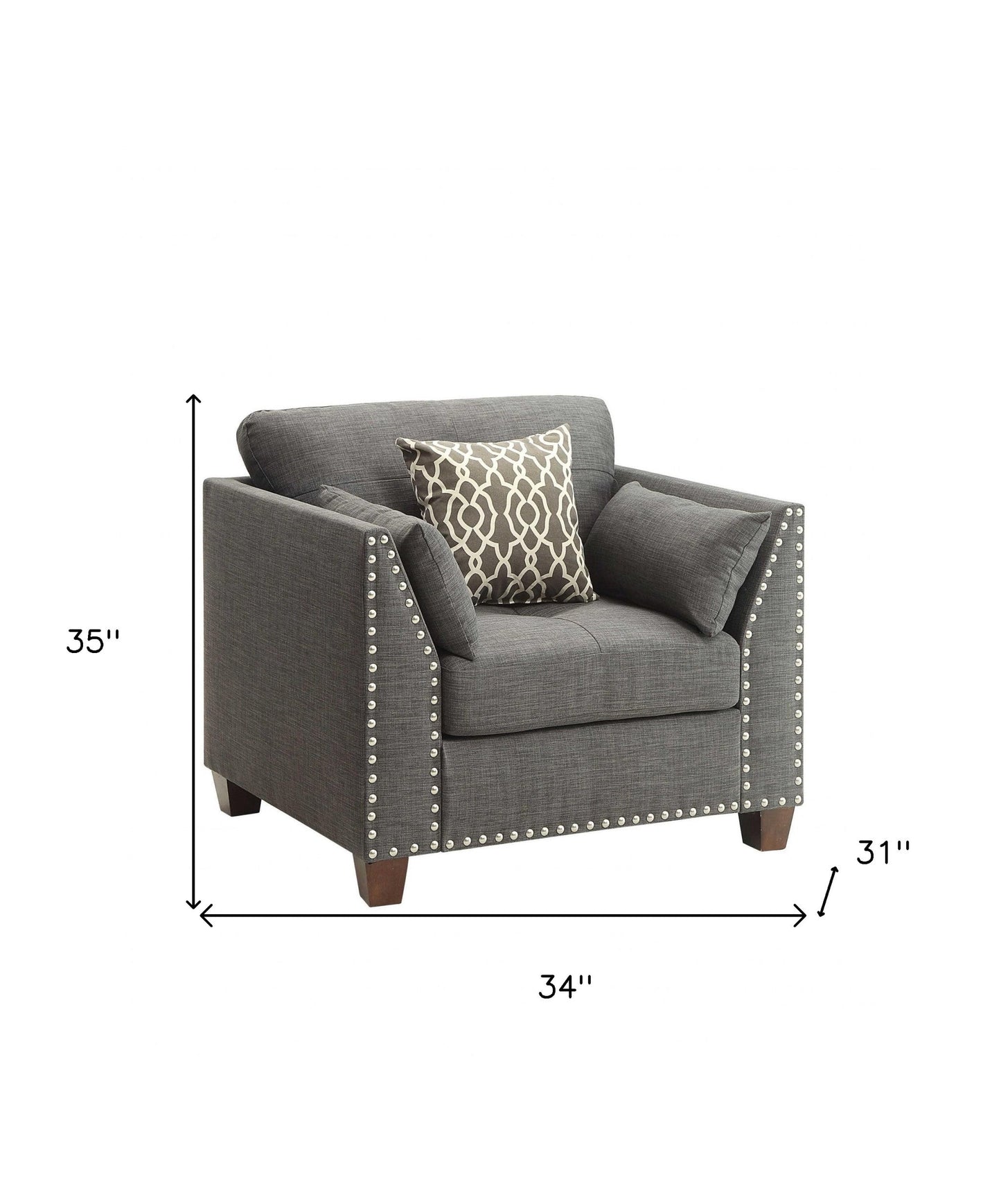 Linen Arm Chair in Light Charcoal