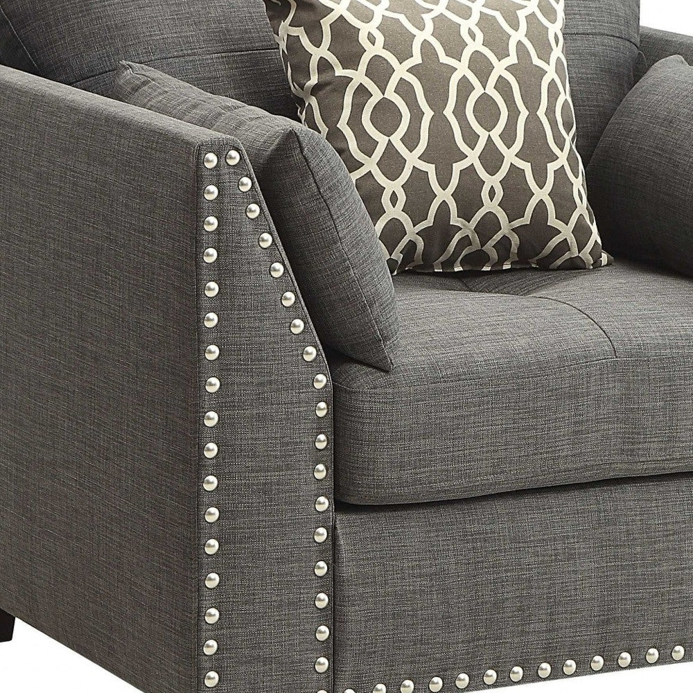 Linen Arm Chair in Light Charcoal