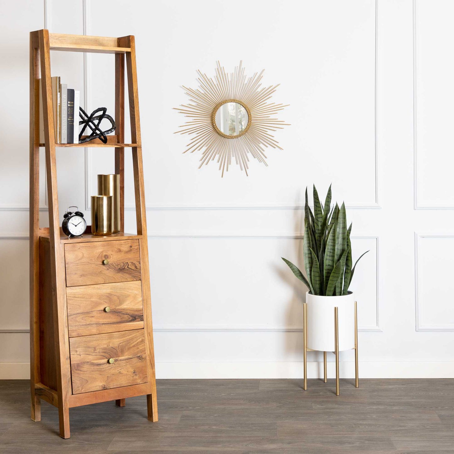 Round Gold Metal Sunburst Framed Wall Mirror - 26inch Diameter