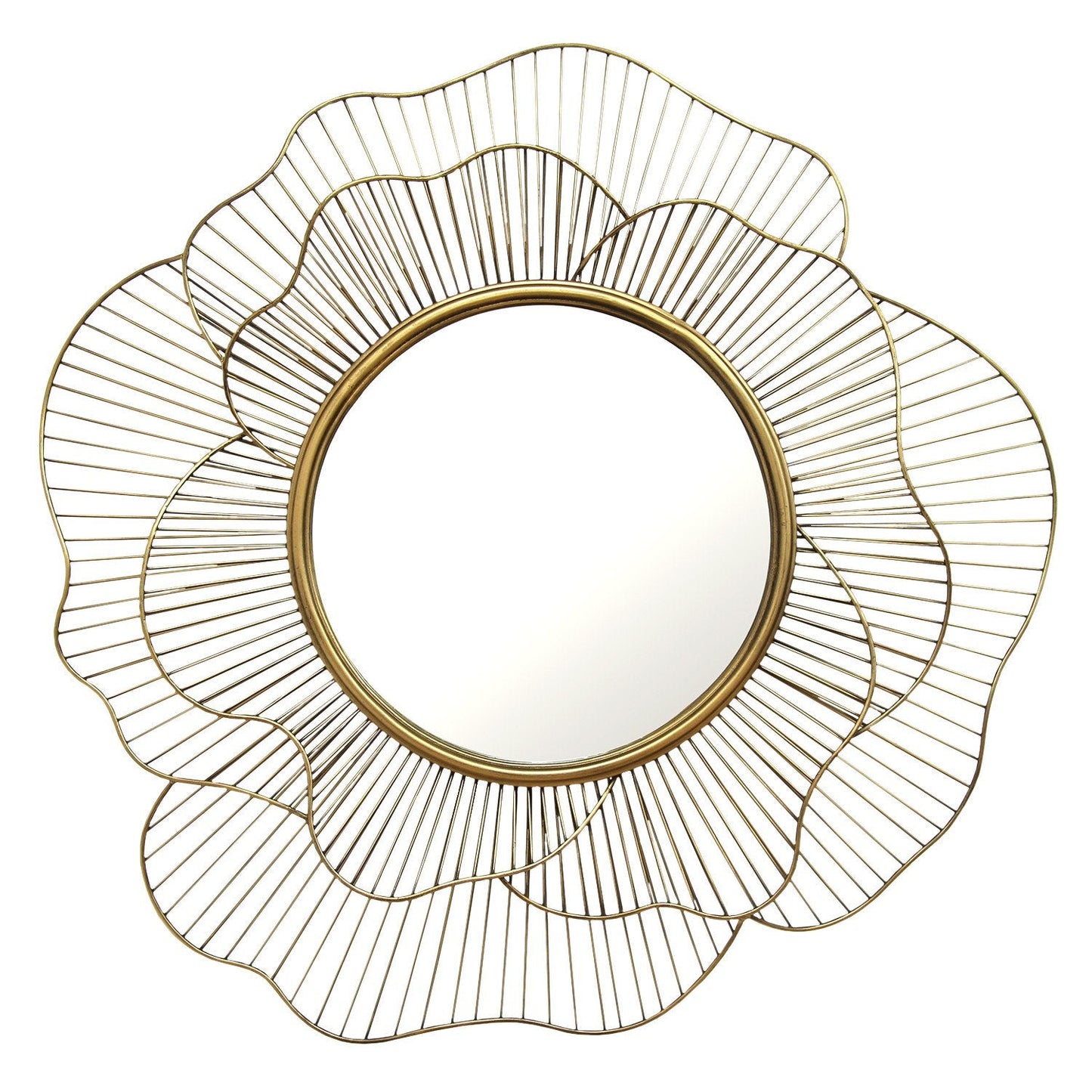 Round Gold Flower Metal Wall Mirror - 28.25inches