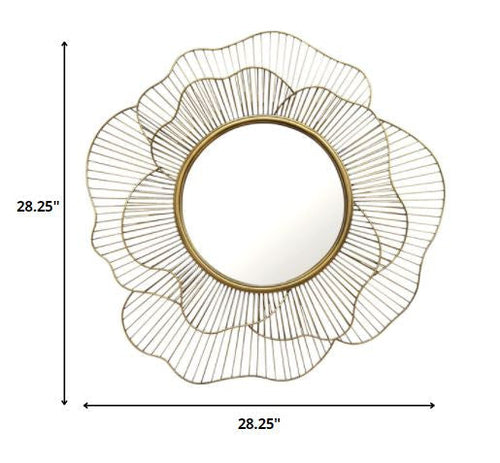 Round Gold Flower Metal Wall Mirror - 28.25inches