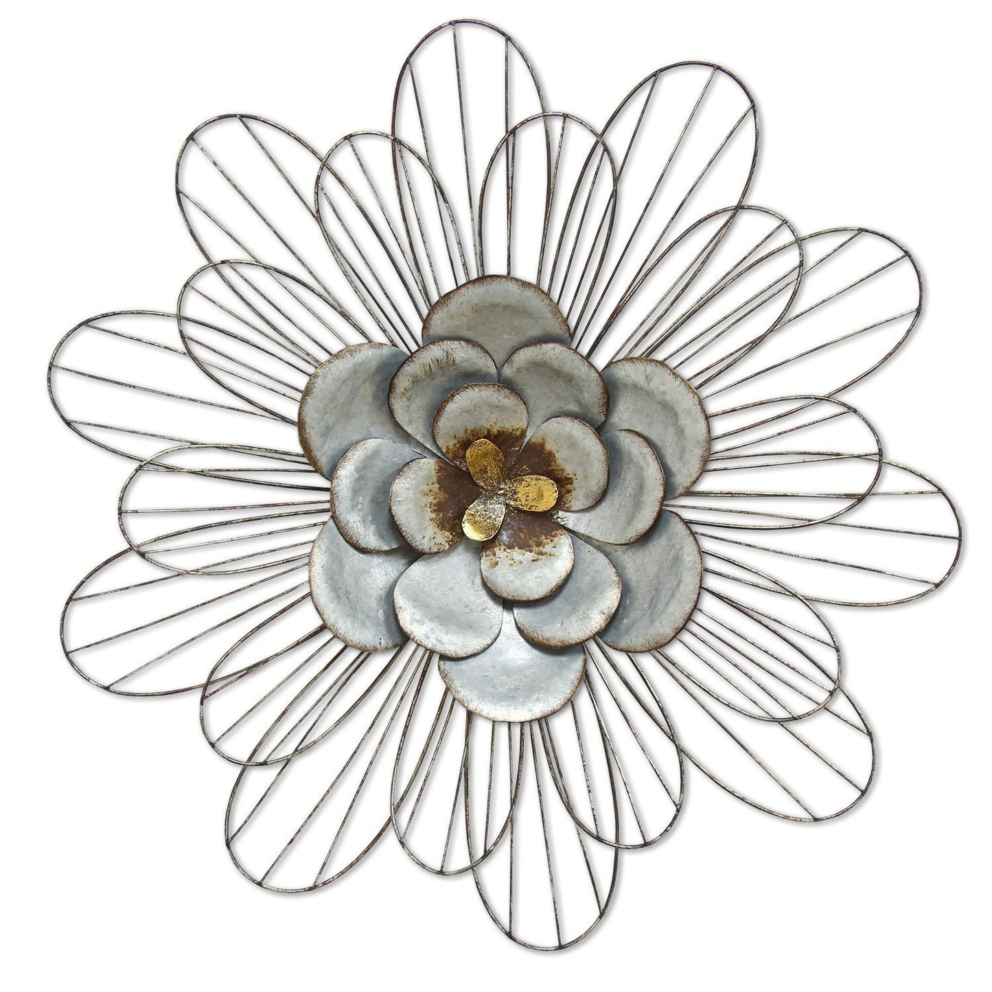 Hand-Crafted Galvanized Daisy Metal Wall Decor
