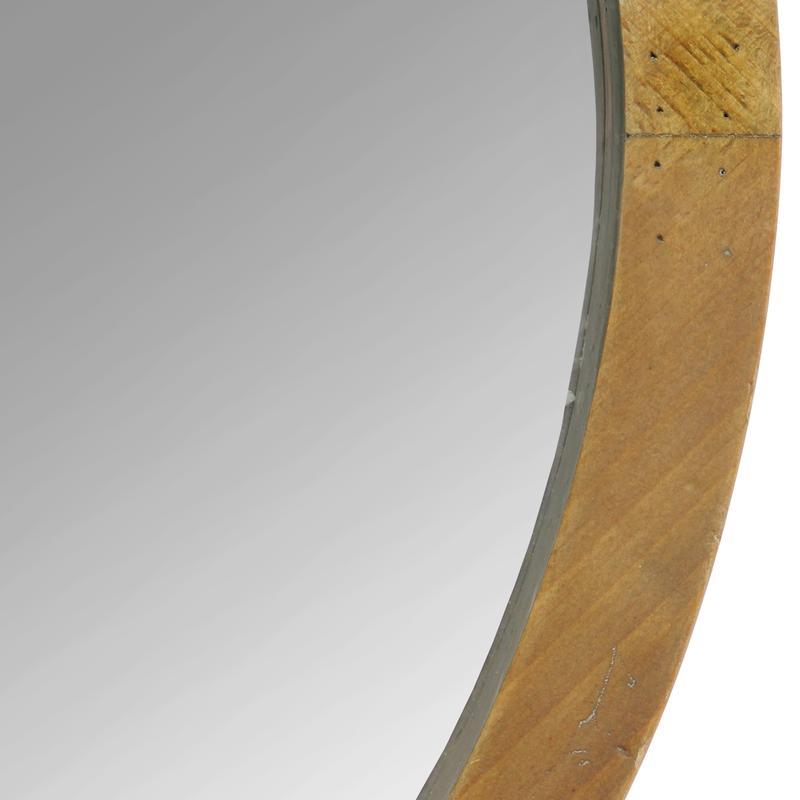 Round Wooden Wall Mirror