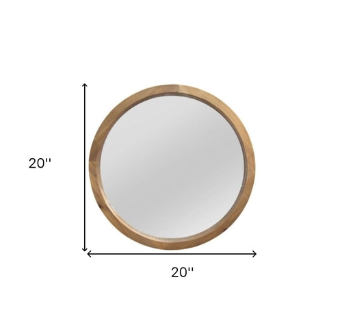 Round Wooden Wall Mirror