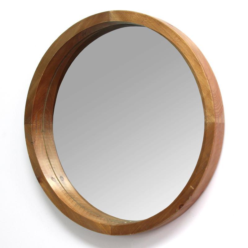 Round Wooden Wall Mirror