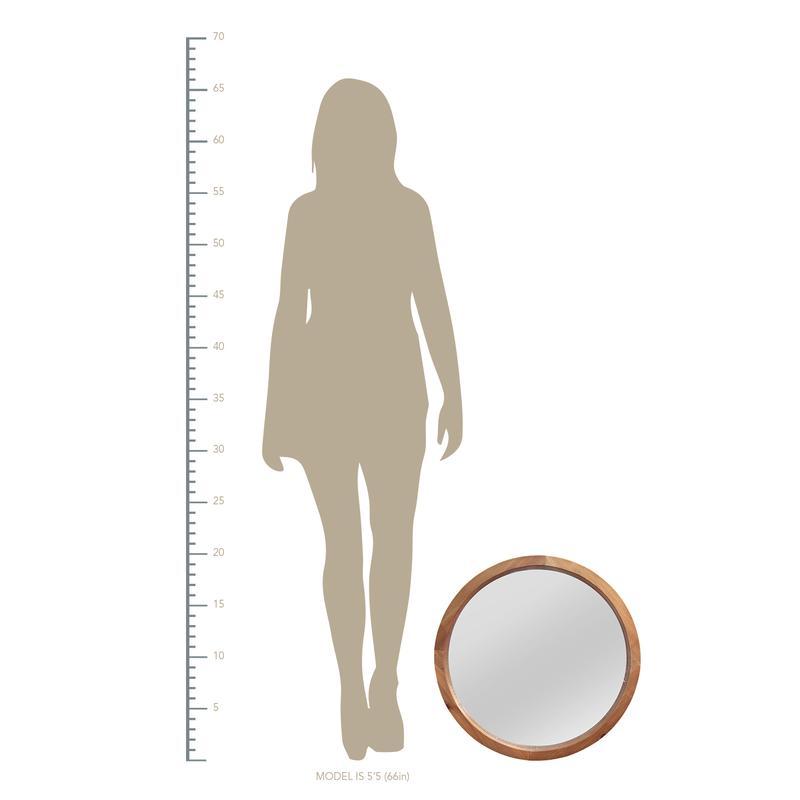 Round Wooden Wall Mirror
