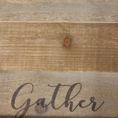 Modern Farmhouse Wood & Metal Tray w "Gather" message