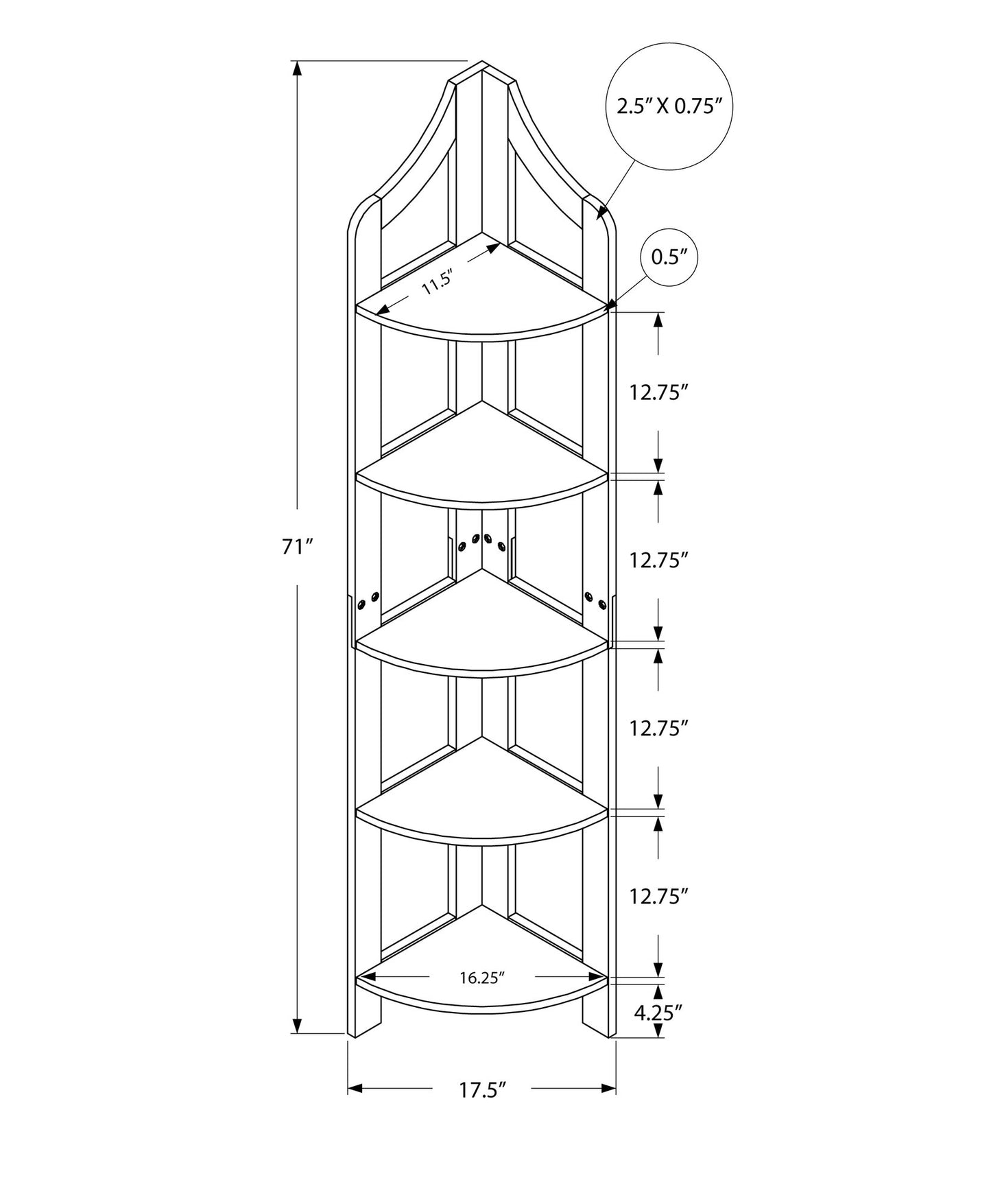 Corner Accent Shelf/Bookcase in White