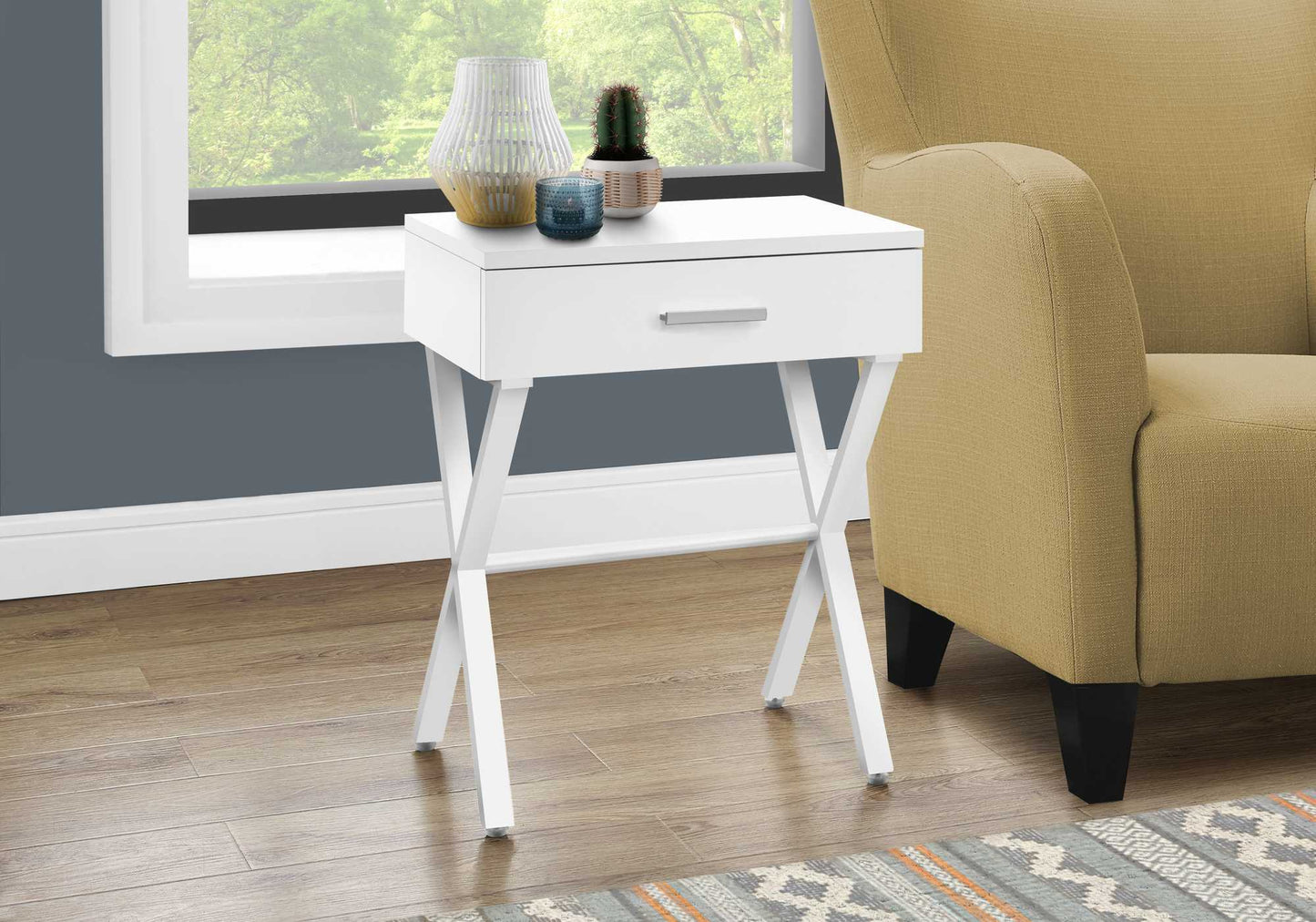 Metal Accent Table in White