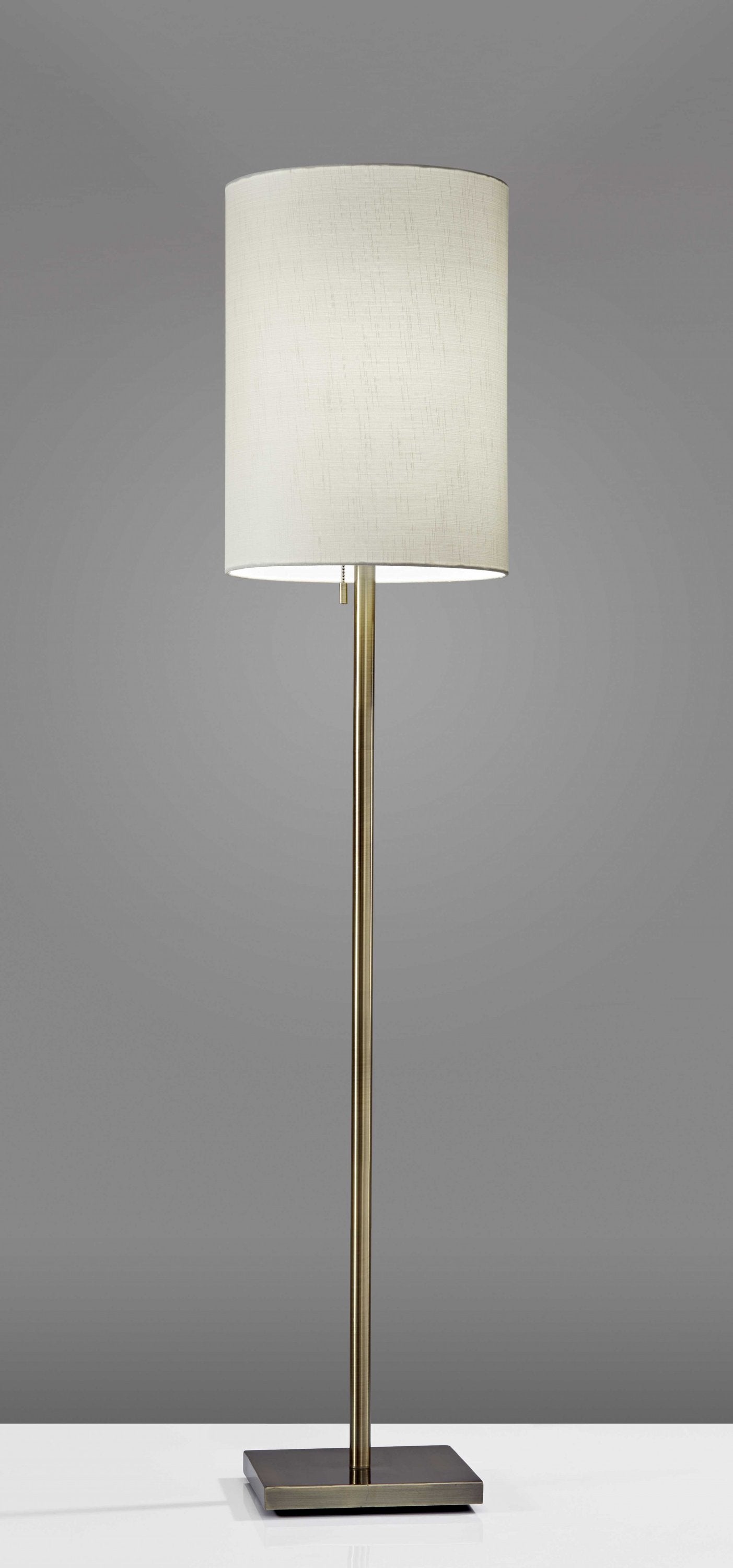 Classic Floor Lamp in Brushed Steel or Brass with Textured Fabric Shade