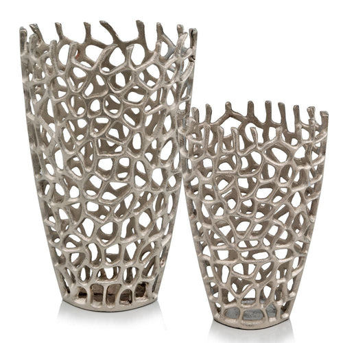 Silver Aluminum Branch Twig Table Vase - 13"