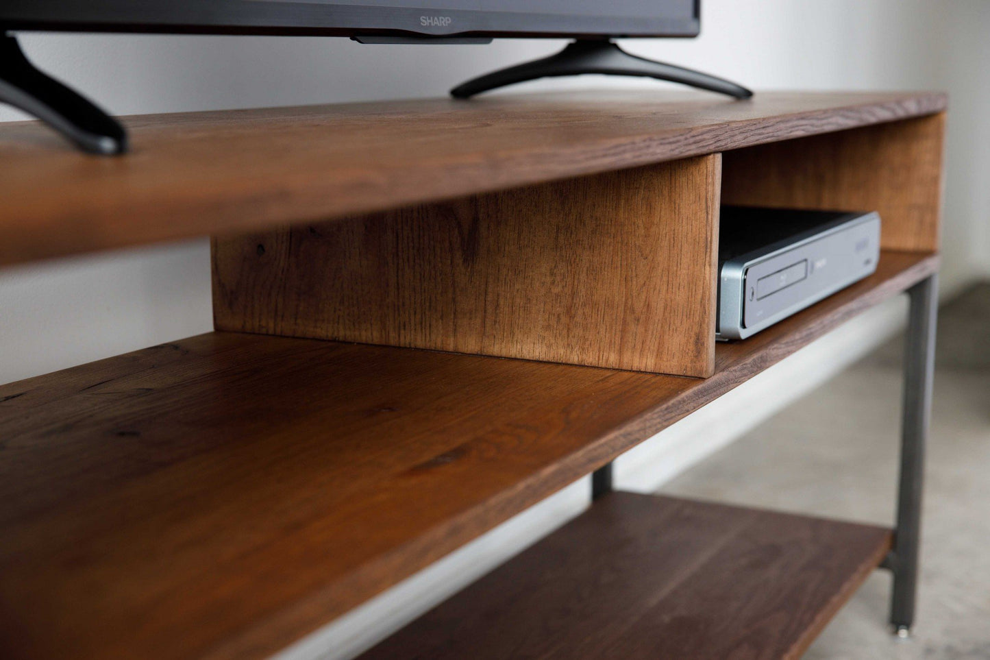 Rich Dark Finish Maple And Steel Media Center