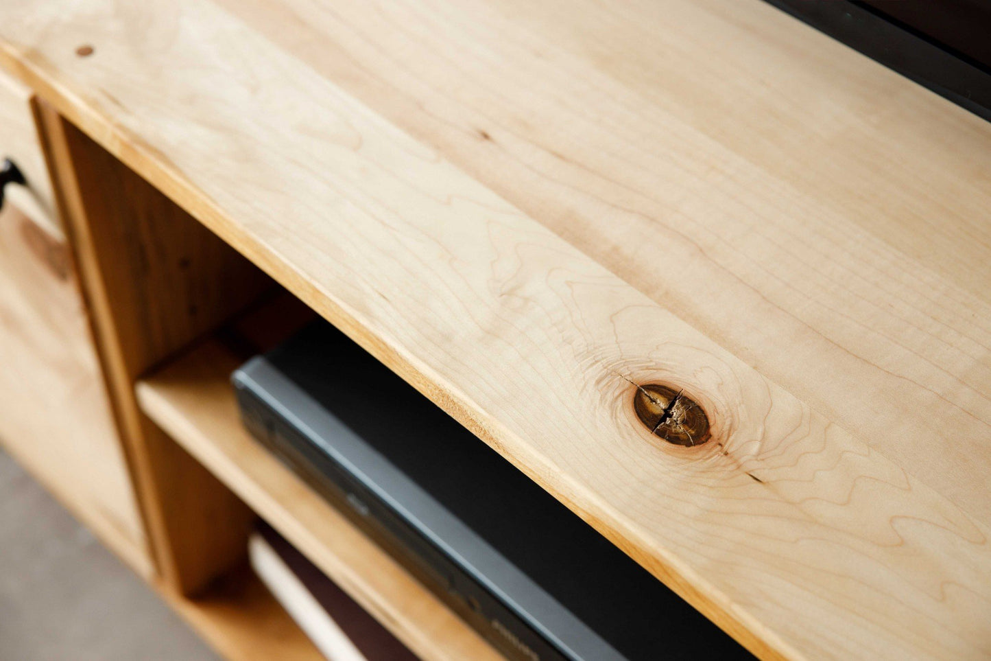 Natural Cherry And Black Metal Media Center