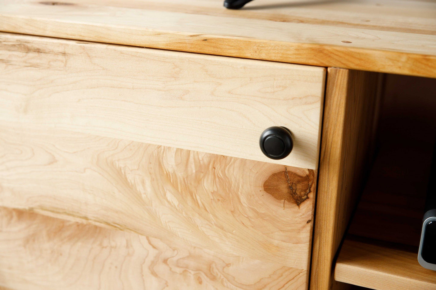 Natural Cherry And Black Metal Media Center
