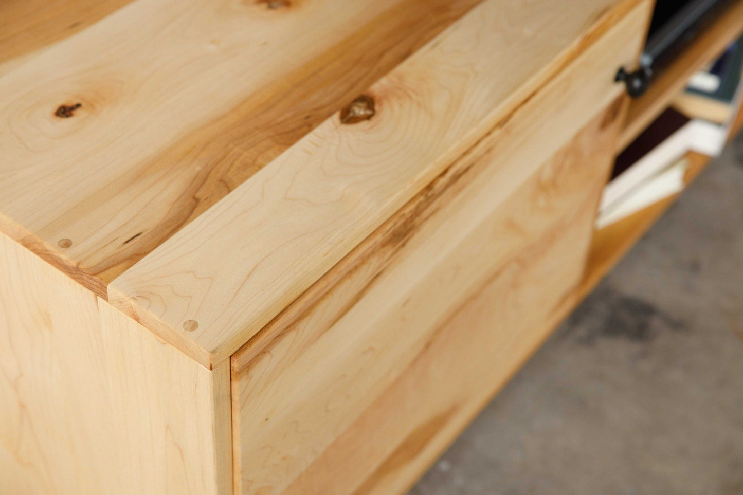 Natural Cherry And Black Metal Media Center
