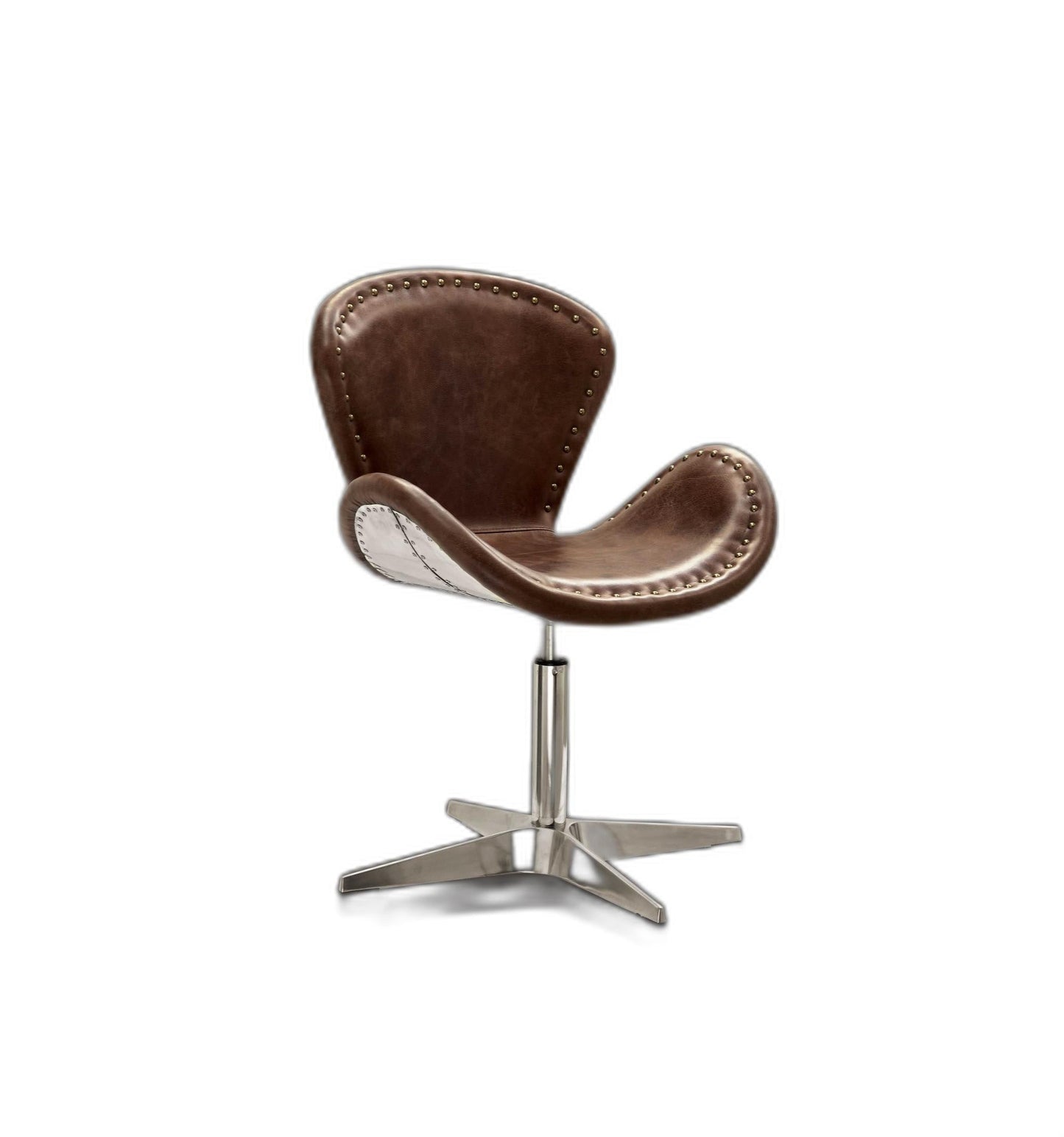 Retro Brown Leather Accent Chair - Top Grain Leather
