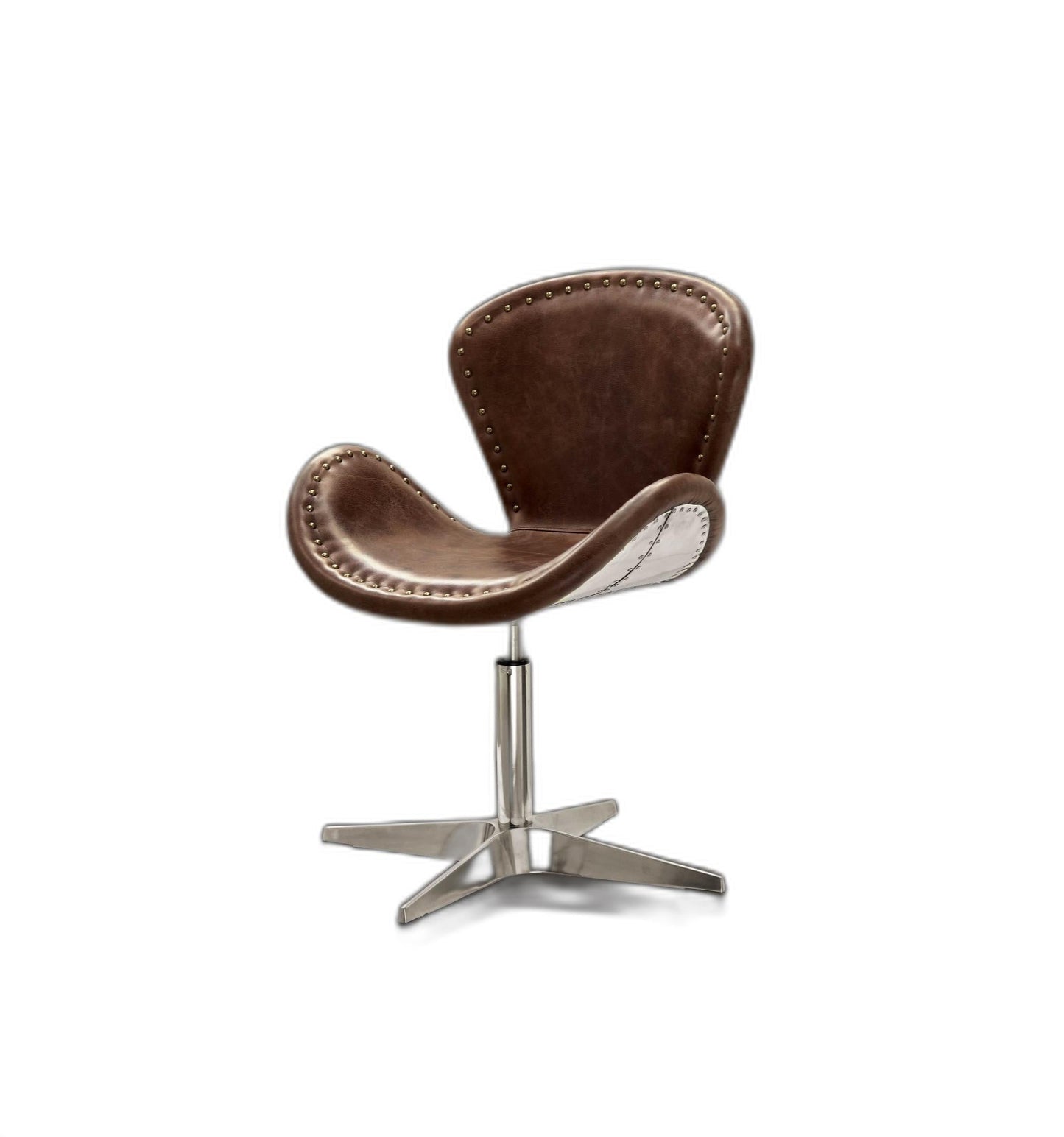 Retro Brown Leather Accent Chair - Top Grain Leather