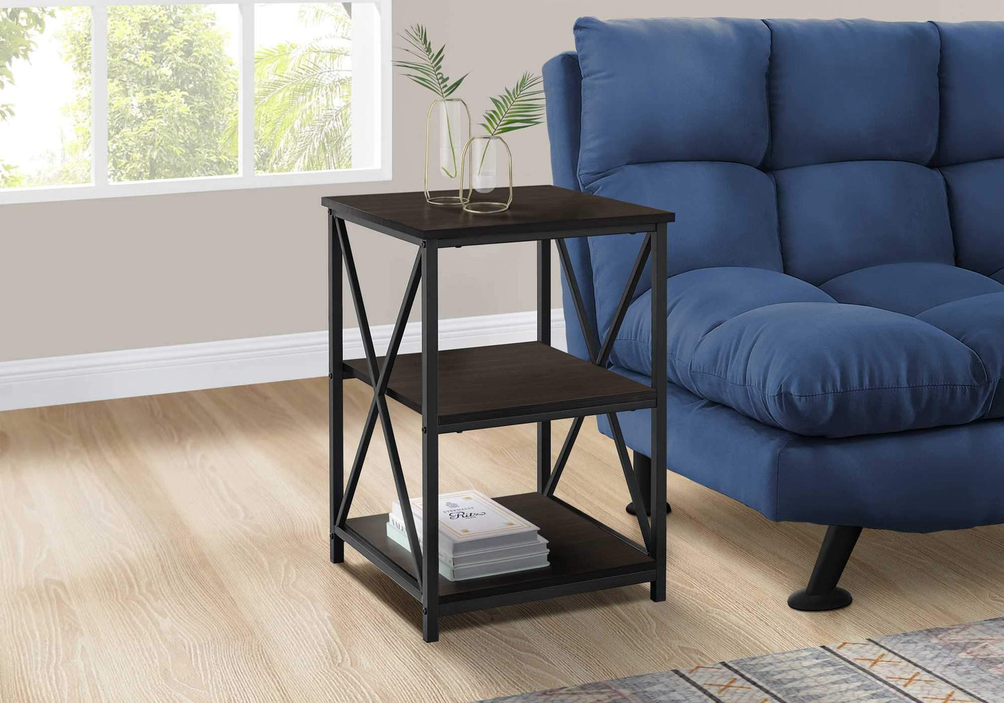 Espresso Black Metal Accent Table