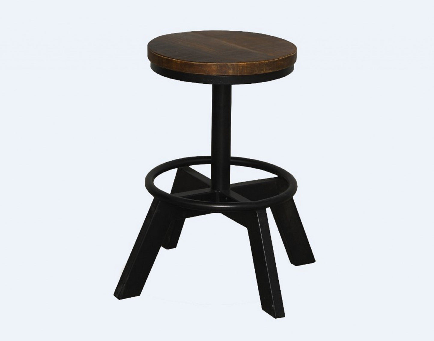 Vintage Industrial Dark Wood Stool