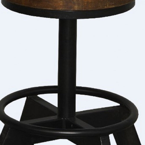 Vintage Industrial Dark Wood Stool