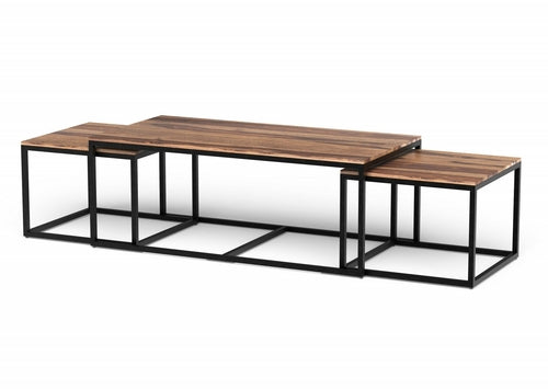 Natural Wood Nesting Coffee or End Tables - Set of 3