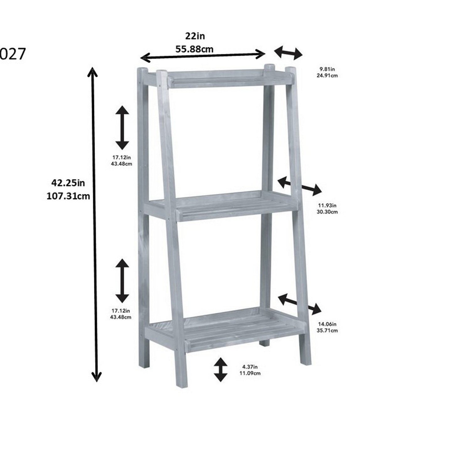 Solid Wooden Bookcase with 3 Shelves in Espresso