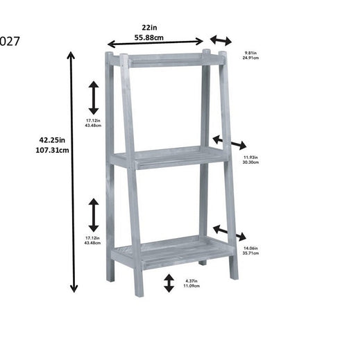 Solid Wooden Bookcase with 3 Shelves in Espresso
