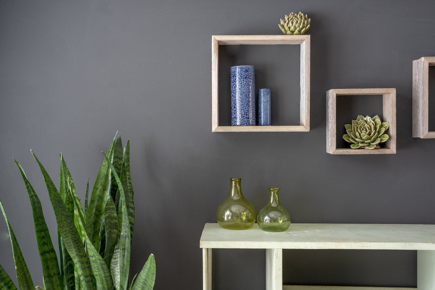 Espresso Reclaimed Square Wood Open Box Shelves - Set of 3