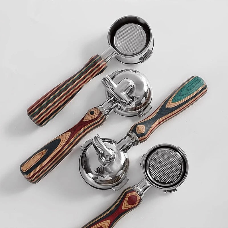 Coloured Wood Bottomless Coffee/Espresso Handle/portafilter - Various Sizes and Designs