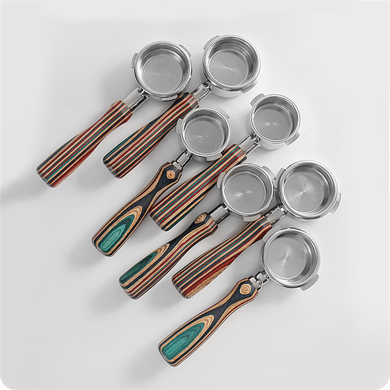 Coloured Wood Bottomless Coffee/Espresso Handle/portafilter - Various Sizes and Designs