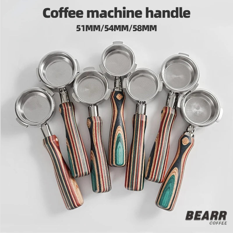 Coloured Wood Bottomless Coffee/Espresso Handle/portafilter - Various Sizes and Designs