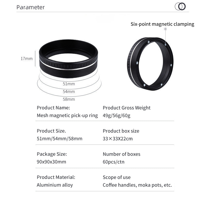 Magnetic Aluminum Espresso Dosing Ring – 51mm / 54mm / 58mm
