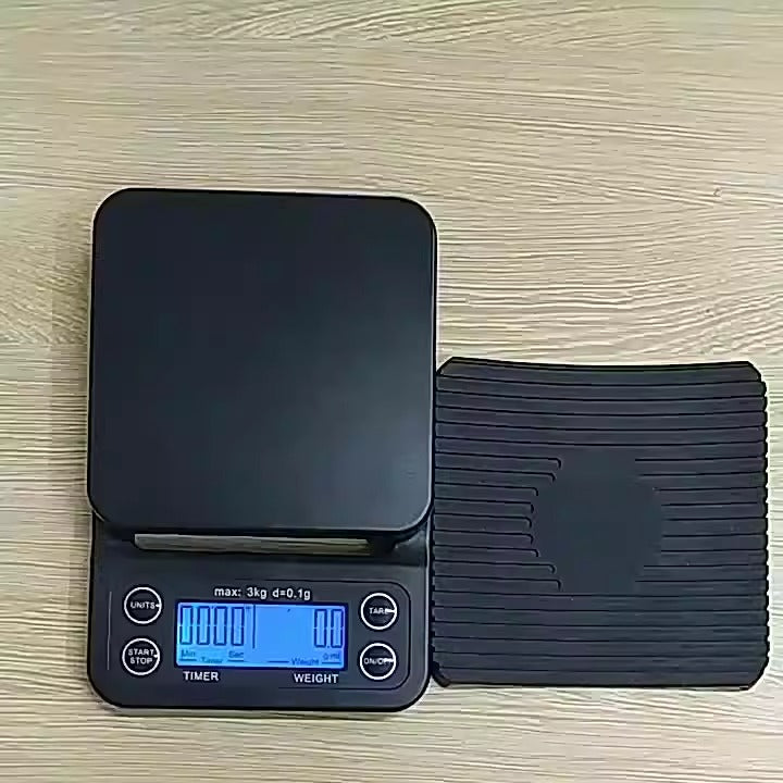 Electronic Coffee Weighing and Timing Scale - Black with Digital Screen