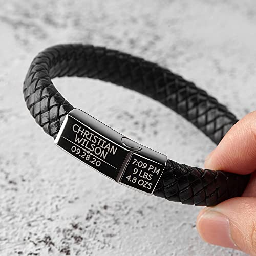 Leather Father/Grandfather Baby Bracelet - Customized