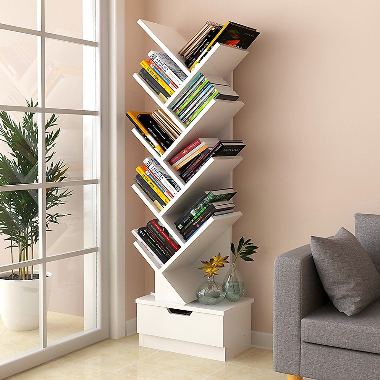 Tree Style Bookshelf 9-Tier Multipurpose Shelf