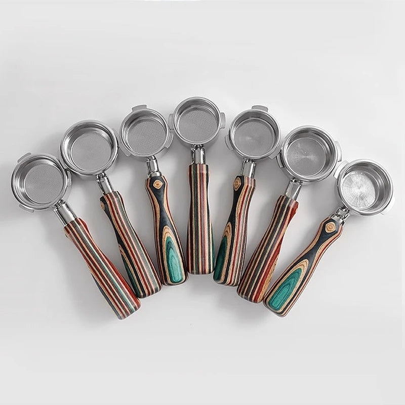 Coloured Wood Bottomless Coffee/Espresso Handle/portafilter - Various Sizes and Designs
