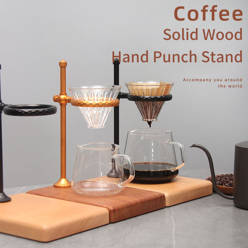 Hand Brewed Coffee Travel Rack - Filter Cup Support with Solid Wood Base